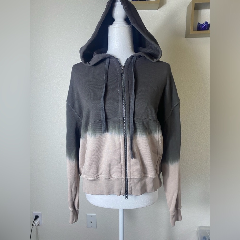 New Atm Anthony Thomas Melillo Dip Dye Full Zip Hoodie Gray Women's Size Xs